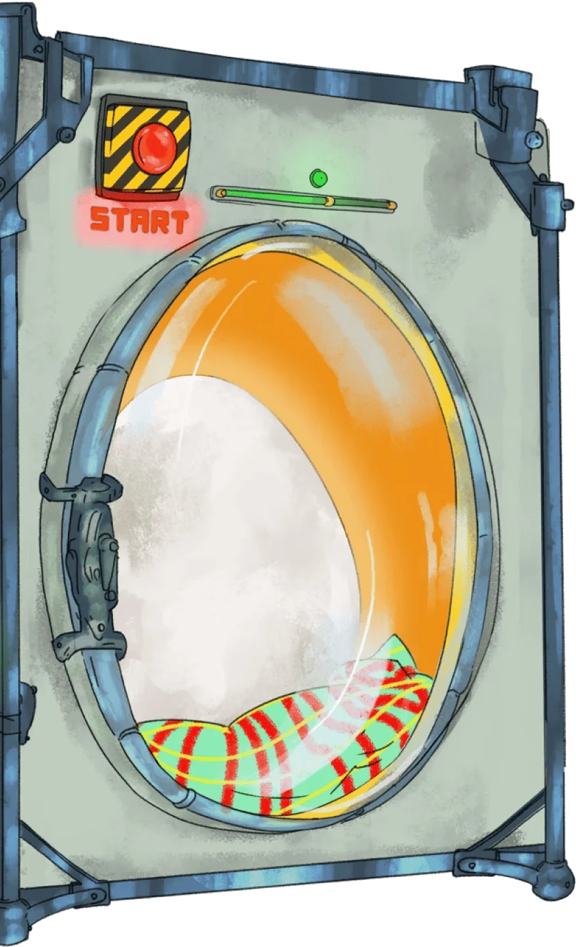 The Dino-Tech incubator machine with a glowing egg behind its porthole