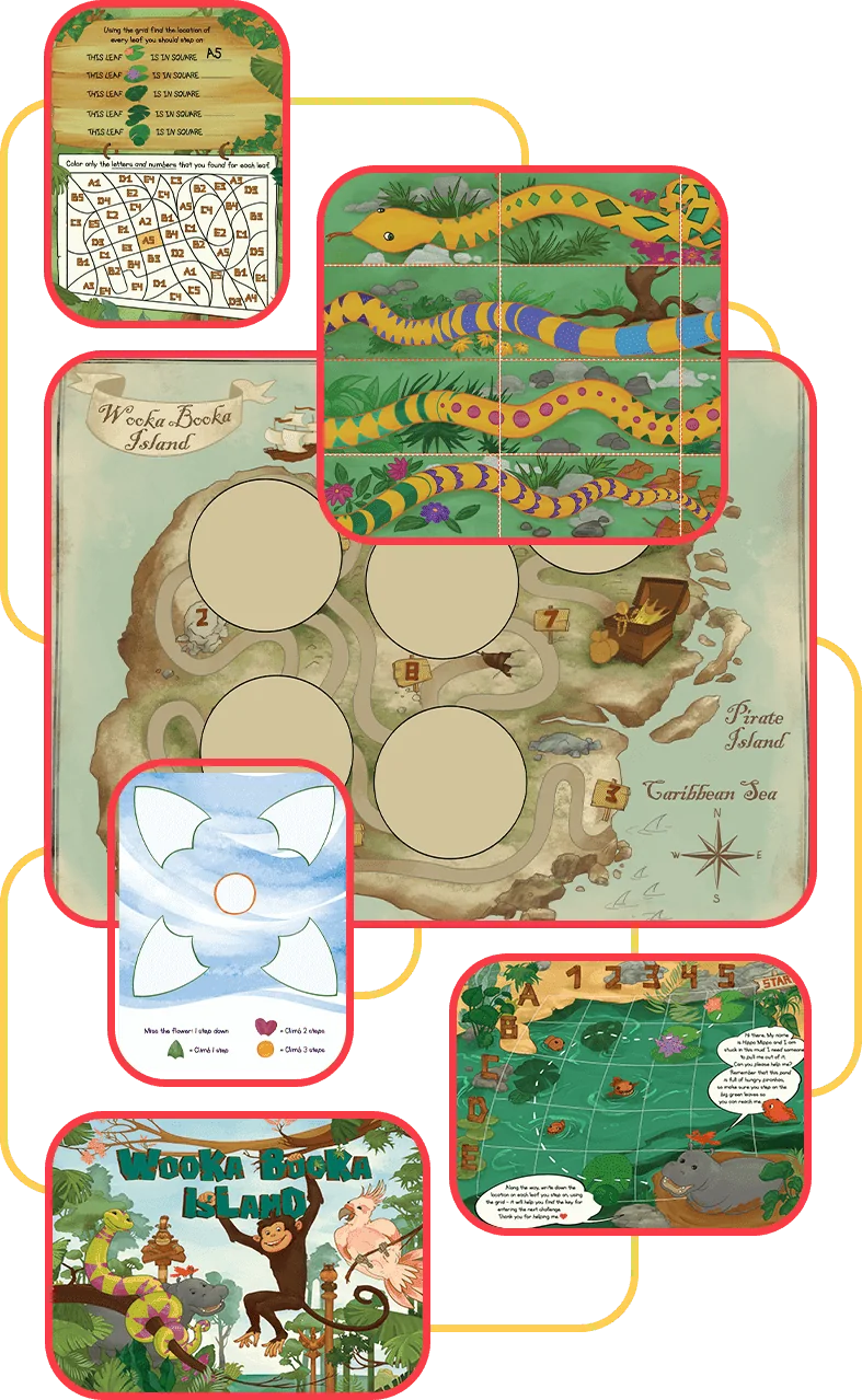 The printable island treasure map and puzzle sheets from Wooka Booka Island
