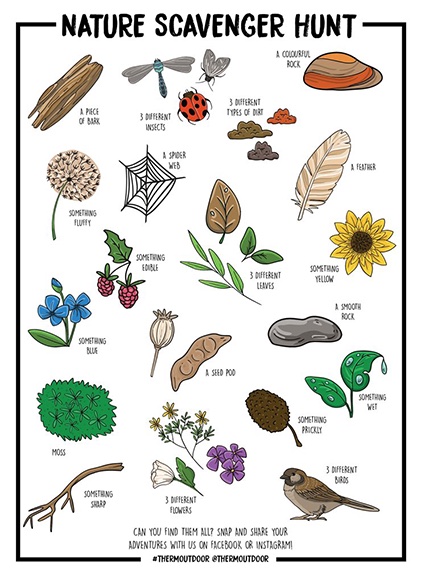 búsqueda del tesoro en la naturaleza