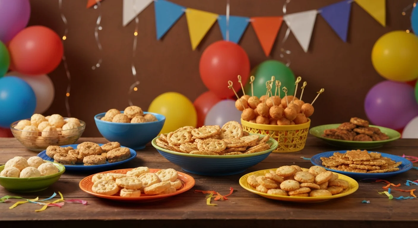 Themed escape room birthday party snack table with potion drinks and key-shaped cookies