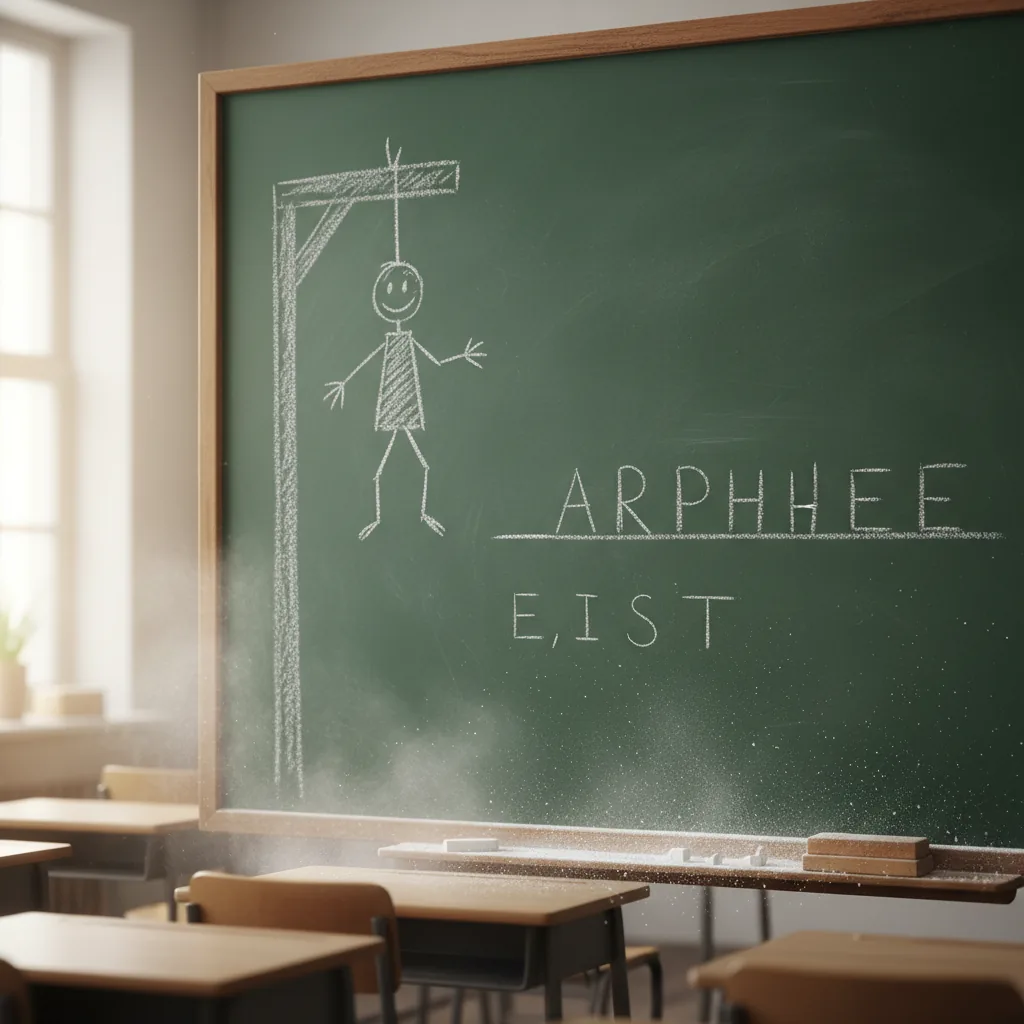 Juego del ahorcado en la pizarra del aula